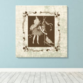 Vintag Fairy & Bird Leinwanddruck (Insitu (Holzboden))
