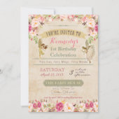 Vintag Fairy First Birthday Einladung (Vorderseite)