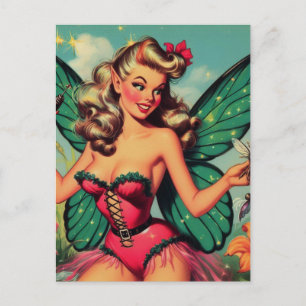Vintag Fairy Girl Postkarte