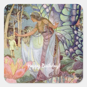 Vintag Fairy Quadratischer Aufkleber