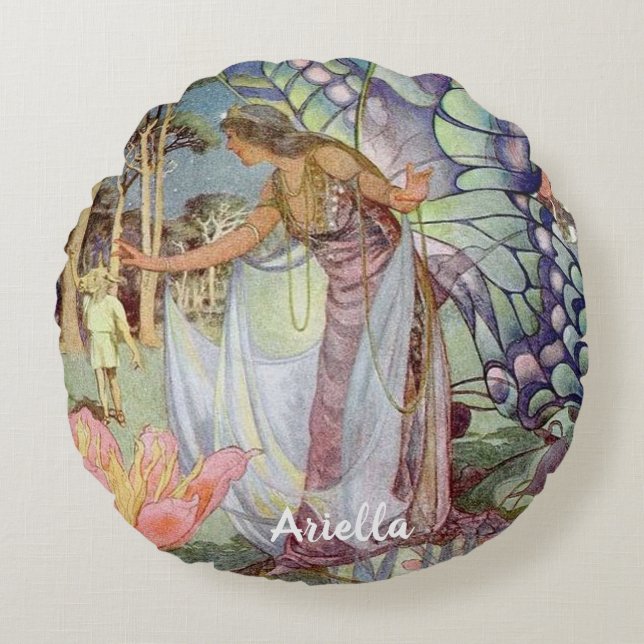 Vintag Fairy Rundes Kissen (Vorderseite)