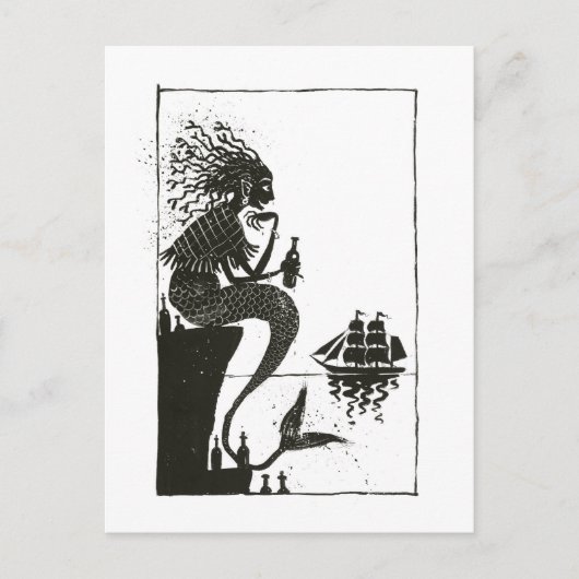 Vintag Fairy Tale Mermaid Illustration Postkarte (Vorderseite)