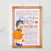 Vintag Fall First Pumpkin Geburtstagskinder Einladung (Vorderseite)