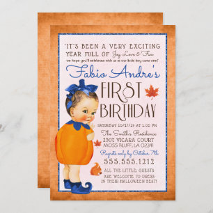 Vintag Fall First Pumpkin Geburtstagskinder Einladung