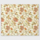 Vintag Fall Floral Blätter Orange Geschenkpapier (Flach)