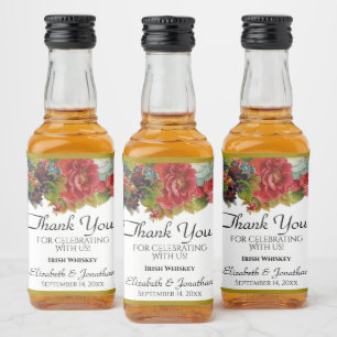 Vintag Fall Floral Boho Hochzeit Danke Mini Alkoholflaschenetikett