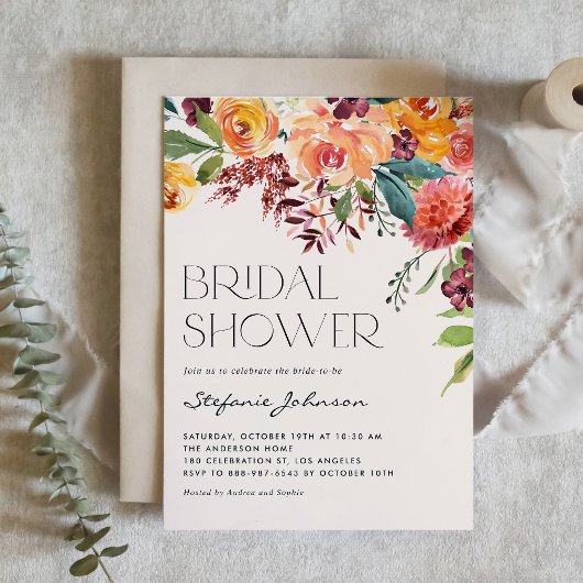 Vintag Fall Floral Bouquet Brautparty Einladung