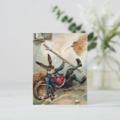 Vintag Fallende Osterhase Postkarte (Stehend Vorderseite)