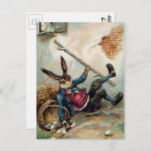 Vintag Fallende Osterhase Postkarte (Vorne/Hinten)