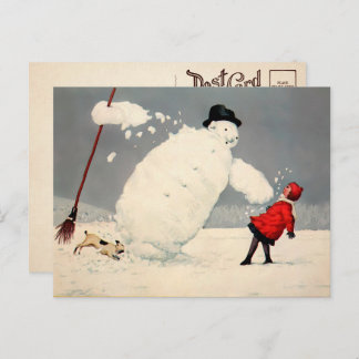 Vintag Fallende Snowman Weihnachts-Postkarte Postkarte