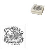 Vintag Fantasy Baby Dragon Ex Libris Gummistempel (Stempel)
