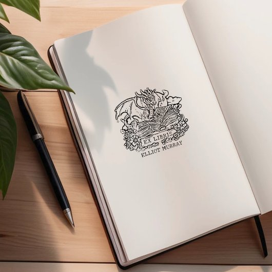 Vintag Fantasy Baby Dragon Ex Libris Gummistempel