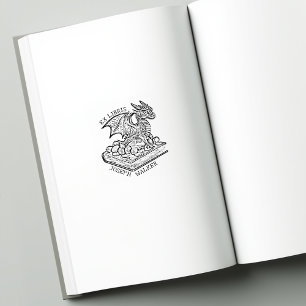 Vintag Fantasy Dragon Ex Libris Gummistempel