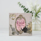 Vintag Fantasy Tee Party Bridal Dusche Einladung (Stehend Vorderseite)