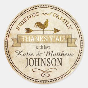 Vintag Farm Rooster Weather Vane Vielen Dank Runder Aufkleber