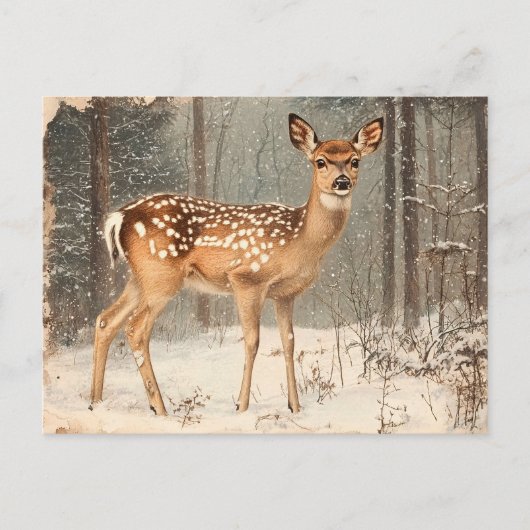 Vintag Fawn Landschaftlich Rustic Junk Journal Postkarte (Vorderseite)
