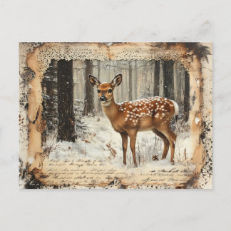Vintag Fawn Rustic Junk Journal Art Postkarte