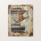 Vintag Fawn Rustic Junk Journal Art Puzzle (Vertikal)