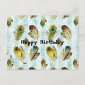 Vintag Feathers Happy Birthday Postkarte (Vorderseite)