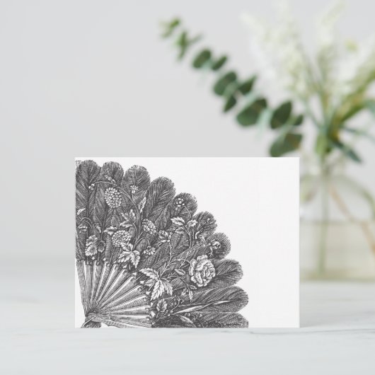 Vintag Feathery Fan Postkarte (Stehend Vorderseite)