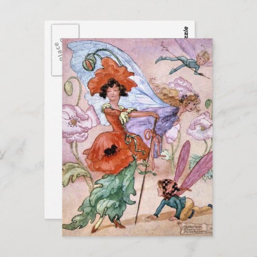 Vintag - Fee in modischer Pose, Postkarte (Vorne/Hinten)