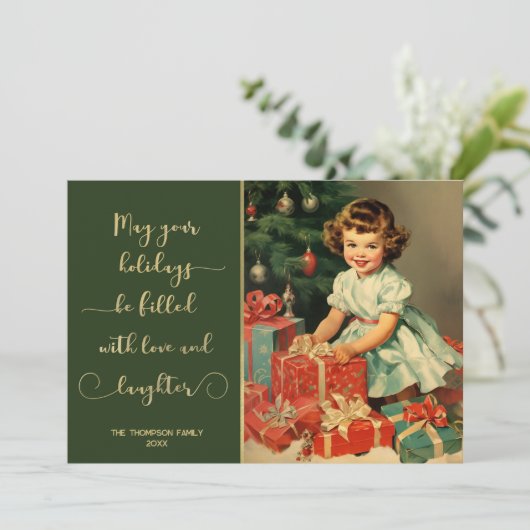 Vintag Feiertagskarte (Stehend Vorderseite)