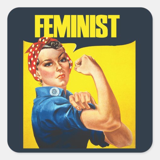 Vintag Feministin Rosie Riveter Quadratischer Aufkleber (Vorderseite)