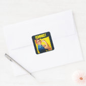 Vintag Feministin Rosie Riveter Quadratischer Aufkleber (Umschlag)
