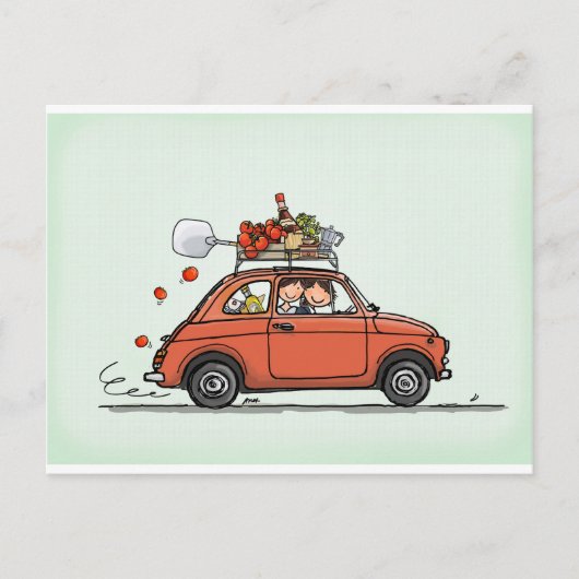 Vintag Fiat 500 Postkarte (Vorderseite)