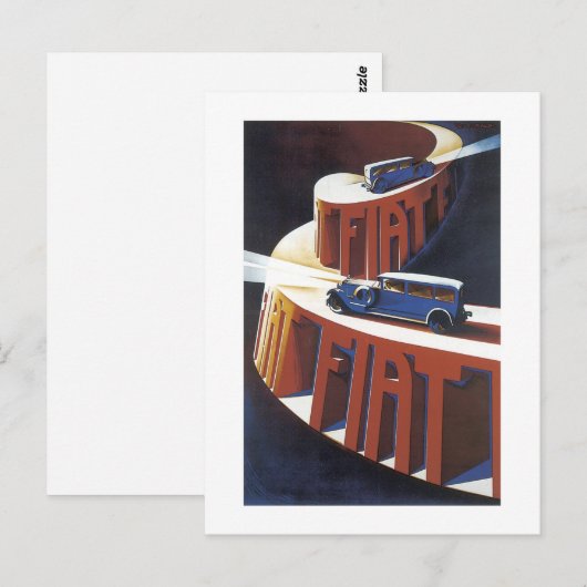 Vintag Fiat Ad Postkarte (Vorne/Hinten)