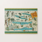 Vintag Finger Lakes Karte Puzzle (Horizontal)