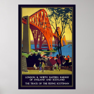 Vintag Firth of Forth Bridge Scotland Poster