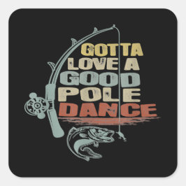 Vintag Fischen Cool Opa Quadratischer Aufkleber