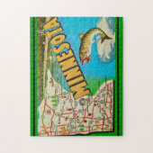 Vintag Fishy Minnesota Karte Puzzle (Vertikal)