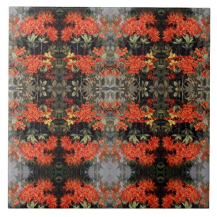 Vintag Flame Azalea Rote Blume Blumengarten Fliese