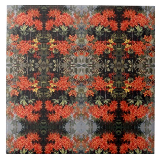 Vintag Flame Azalea Rote Blume Blumengarten Fliese (Vorderseite)