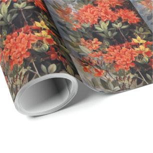 Vintag Flame Azalea Rote Blume Blumengarten Geschenkpapier