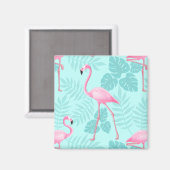 Vintag Flamingo Light Blue Magnet (Vorderseite/Rückseite)