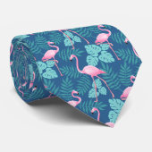 Vintag Flamingo Navy Blue Krawatte (Gerollt)