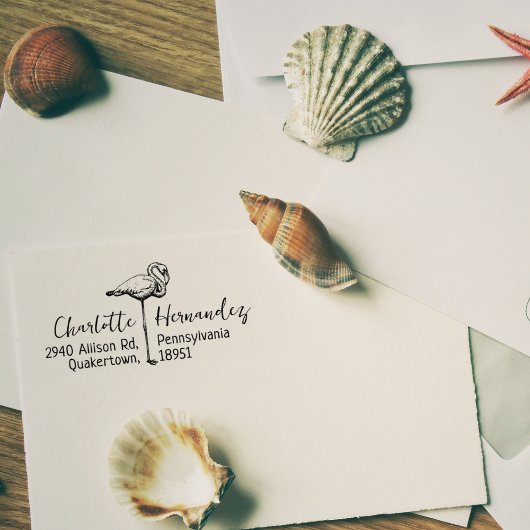 Vintag Flamingo Rücksendeadresse Gummistempel