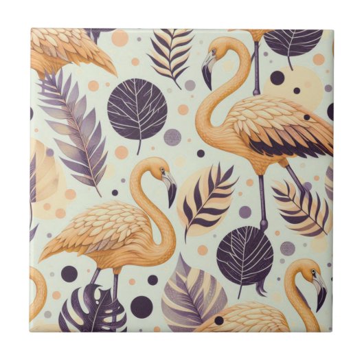 Vintag Flamingo Seamless Fliese (Vorderseite)