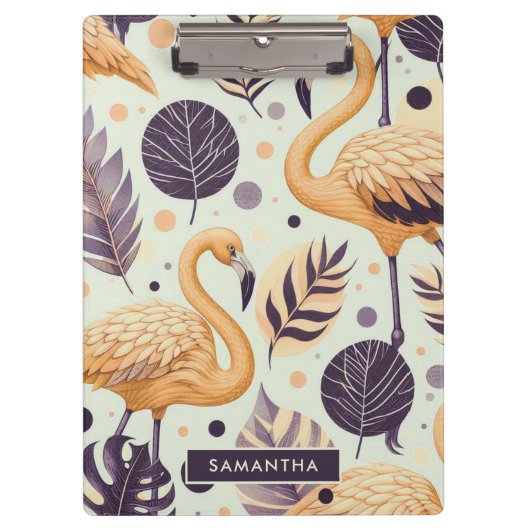 Vintag Flamingo Seamless Klemmbrett (Vorderseite)