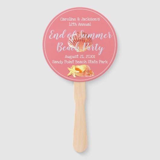 Vintag Flamingo Seashells Summer Gastgeschenk Fächer (Rückseite)