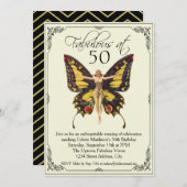 Vintag Flapper 50. Geburtstag Einladung (Vorne/Hinten)