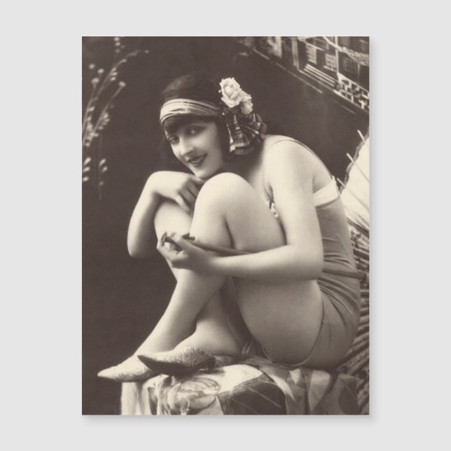 Vintag Flapper Girl 1920er-Magnetkarte Magnetkarte (Vorderseite)