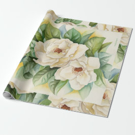 Vintag Flora White Magnolia Blume Wasserfarbe Geschenkpapier