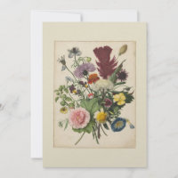 Vintag floral 17.-C. Flat Dankeschön Karte