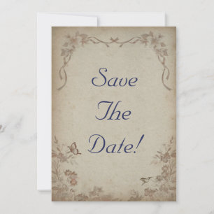 Vintag Floral Beige Save the Date Einladung