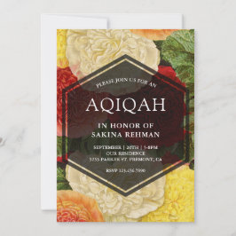 Vintag Floral Bloom Geometric Aqeeqah | Aqiqah Einladung