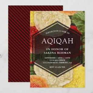 Vintag Floral Bloom Geometric Aqeeqah   Aqiqah Einladung